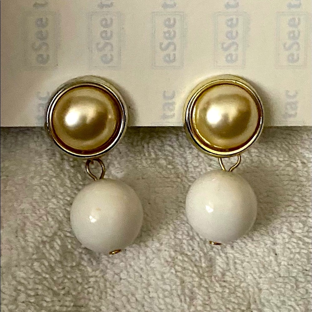 Vintage 80s Statement Pearl Drop Earrings